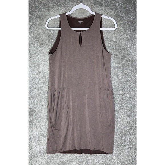 Garnet Hill Sleeveless Keyhole Mesh Lined Dress Womens Size Small Brown Pockets - Picture 1 of 11